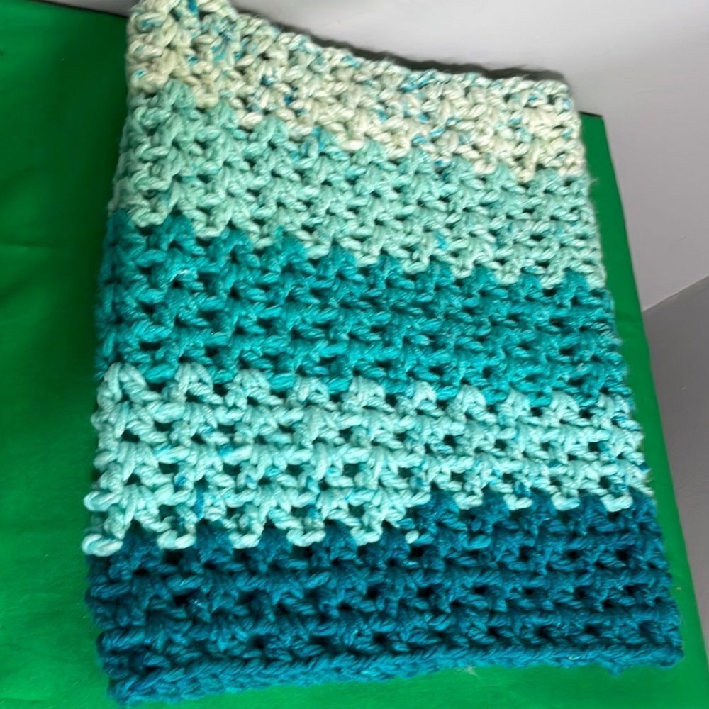 NEW Handmade crochet Cowl Neck Scarf chunky scarf shades of blue
